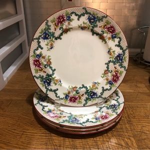 Cauldon England Victoria Floral Pattern China Set of 4 Dinner Plates‎ 10 In.